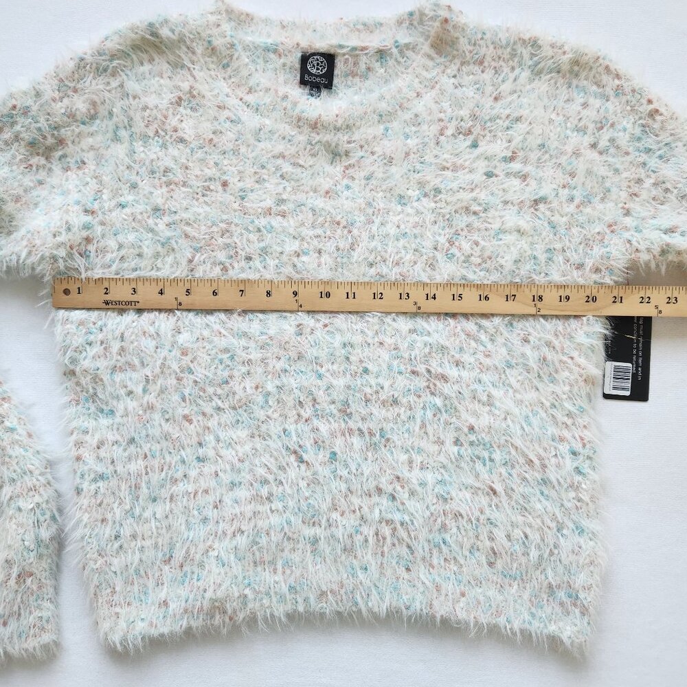 Bobeau Fuzzy Knit Sweater Eyelash Cream Confetti Winter Warm Cozy Cabincore Soft - Picture 9 of 10